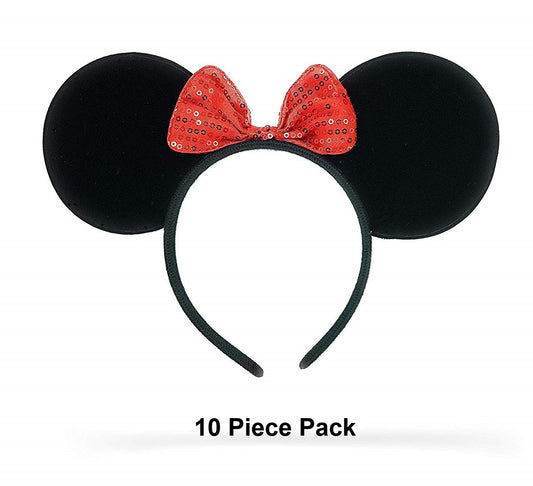 Minnie Ears Shimmer Bow Dots Headband (Red) ( 10 piece pack )