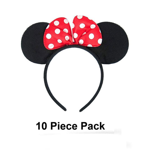 Minnie Ears Polka Dots Bow Headband (Red)  ( 10 Pieces Pack )