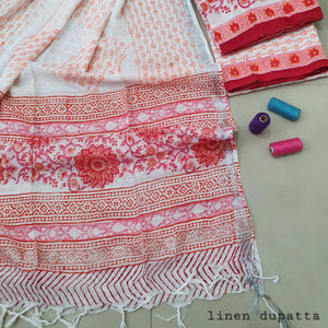 Abstract Design Block Printed Cotton Linen Ethnic Salwar Suit (Un Stitched) KNJ-WAP-40