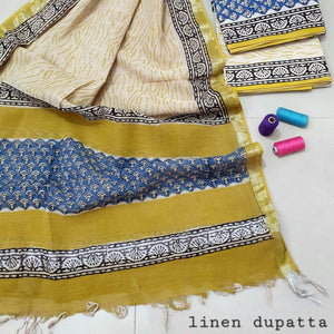 Abstract Design Block Printed Cotton Linen Ethnic Salwar Suit (Un Stitched) KNJ-WAP-52
