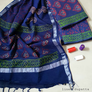 Abstract Design Block Printed Cotton Linen Ethnic Salwar Suit (Un Stitched) KNJ-WAP-59