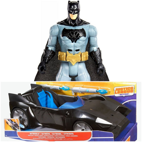 Combo Value Pack - Justice League 6" Interactive Talking Heroes Action Figure Batman and Justice League Action Twin Blast Batmobile Vehicle FDF02