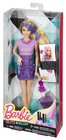Barbie Glitz & Glam Hair and Nail Doll PURPLE CHJ89-CHJ91