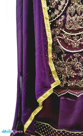 Wine Embroidered Floral , Georgette Salwar Suit (Semi-Stitched ) DNJ-WAP-22