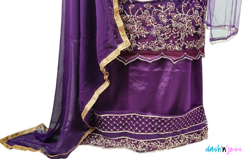 Wine Embroidered Floral , Georgette Salwar Suit (Semi-Stitched ) DNJ-WAP-22