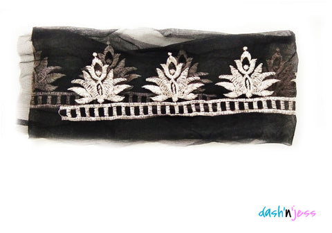 Black and Beige Embroidered Floral, Georgette Salwar Suit (Semi-Stitched ) DNJ-WAP-25