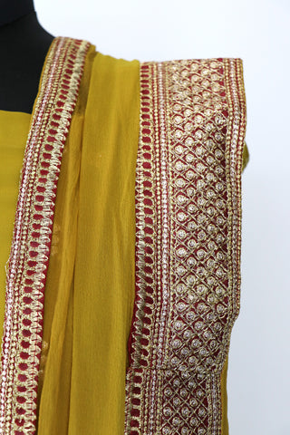 Mustard n Maroon, Georgette  Palazzo Salwar Suit (Semi-Stitched) DNJ-WAP-3