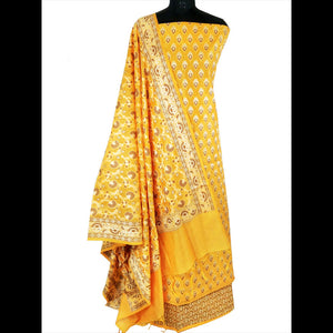 Yellow and Brown ,Silk Salwar Suit (Semi-Stiched) DNJ-WAP-45