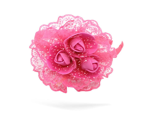 Rose Headband for Girls (Pink) ( 10 Pieces Pack )