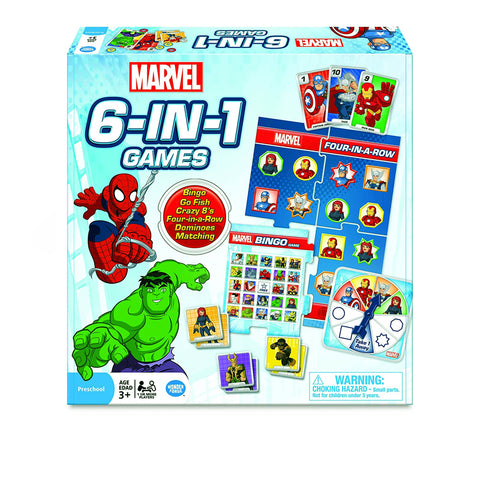 Marvel 6-in-1 Games ( Bingo, Go Fish, Crazy 8's, Four-in-a-Row, Dominoes and Matching )