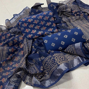 Floral Design Block Printed Cotton Linen Ethnic Salwar Suit (Un Stitched) KNJ-WAP-3