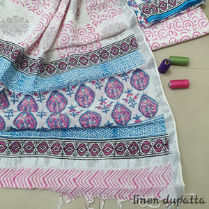Abstract Design Block Printed Cotton Linen Ethnic Salwar Suit (Un Stitched) KNJ-WAP-24