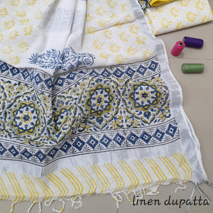 Abstract Design Block Printed Cotton Linen Ethnic Salwar Suit (Un Stitched) KNJ-WAP-25