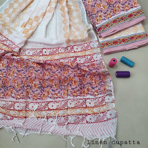 Abstract Design Block Printed Cotton Linen Ethnic Salwar Suit (Un Stitched) KNJ-WAP-27
